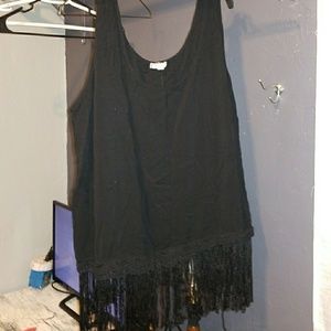 Black tank top with fringe